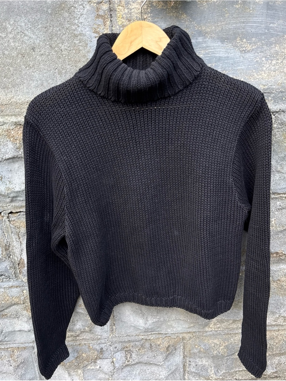 Vintage J Crew Turtleneck Sweater Women's Oarsman Fisherman Black Chunky y2k